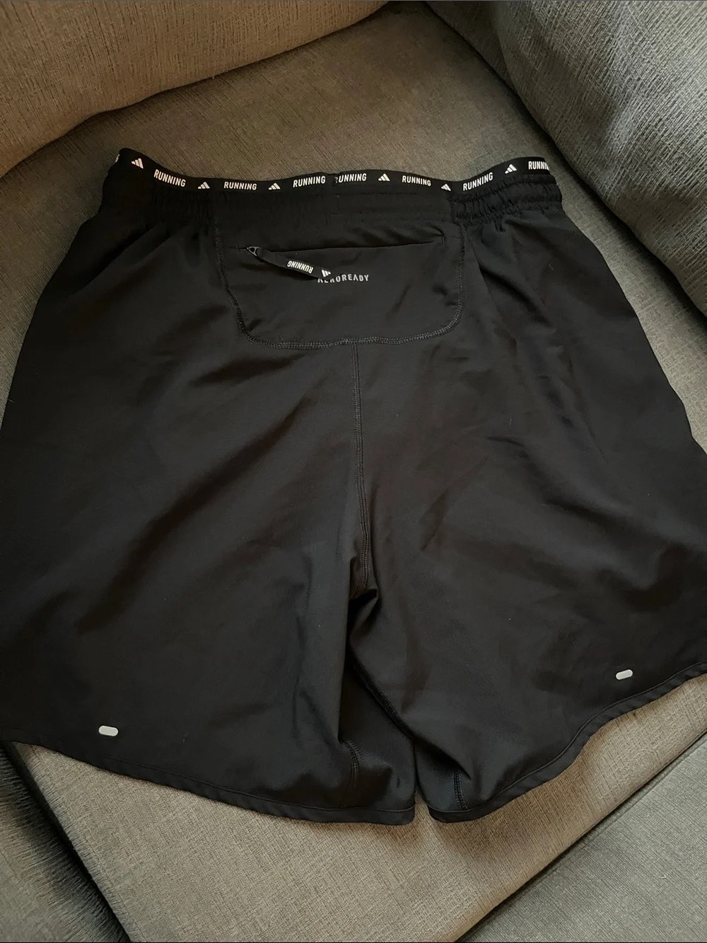 adidas Men’s Black Lined Running shorts M7” back zip pocket